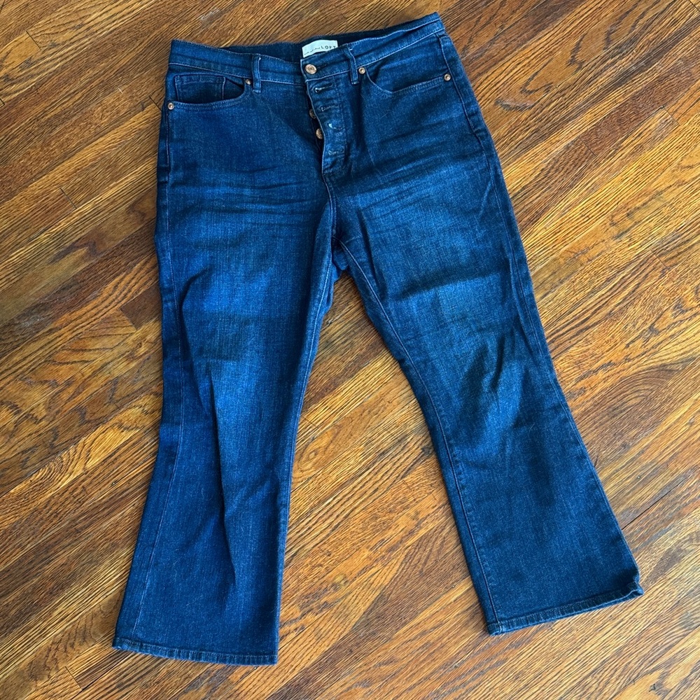LOFT Dark Blue Kick Crop Jeans